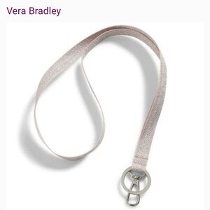 VERA BRADLEY 🎀 Rose Quartz Shimmery Iconic Wide Lanyard Badge Clip & Keyring